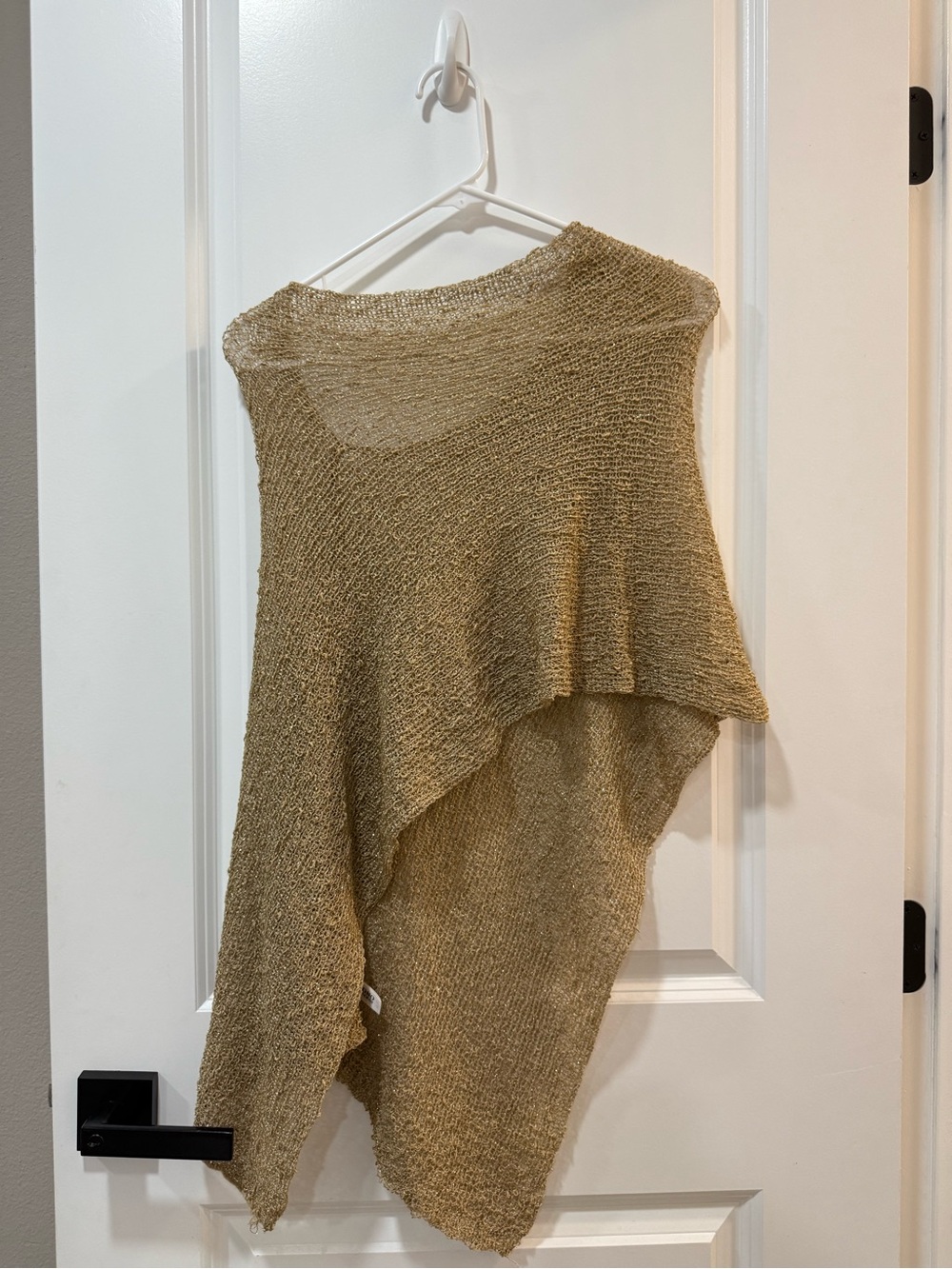 Lightweight Tan Open-Knit Women’s Sweater Poncho